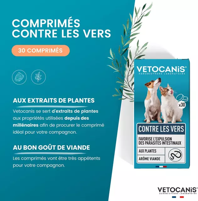 Vetocanis , Comprimés Contre Les Vers Pour Chat Et Chien, 2 X 30 3