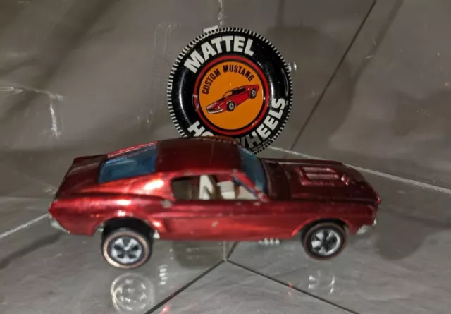 1967 Hot Wheels Redline Sweet 16 Custom Mustang. White Interior. With Button.