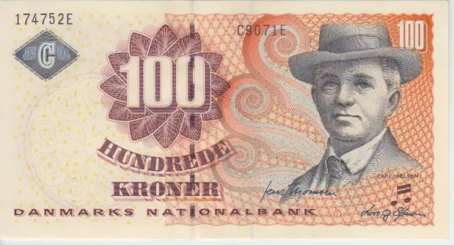 DENMARK BANKNOTE P. 61g 100 KRONER 2007 PREFIX C9, EF-AU WE COMBINE         2001