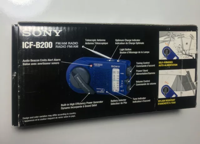 Sony ICF-B200 Self-powered Emergency Radio AM/FM New Old Stock 3