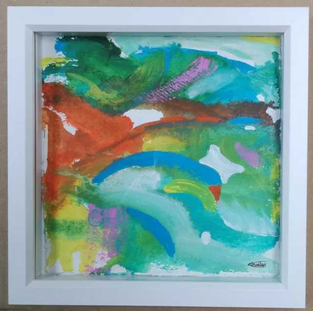 Original Abstract Painting Sidmouth Seascape 4 Nigel Waters Paper Signed Framed