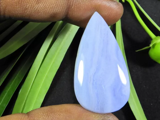 NATURAL BLUE LACE AGATE CRYSTAL PEAR LOOSE GEMSTONE CABOCHON 19X36X06 MM d629