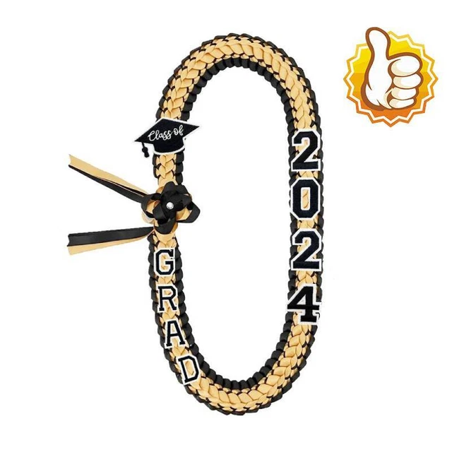 GRADUATION LEI 2024, Class of 2024 Graduation Leis Black & Gold, Black