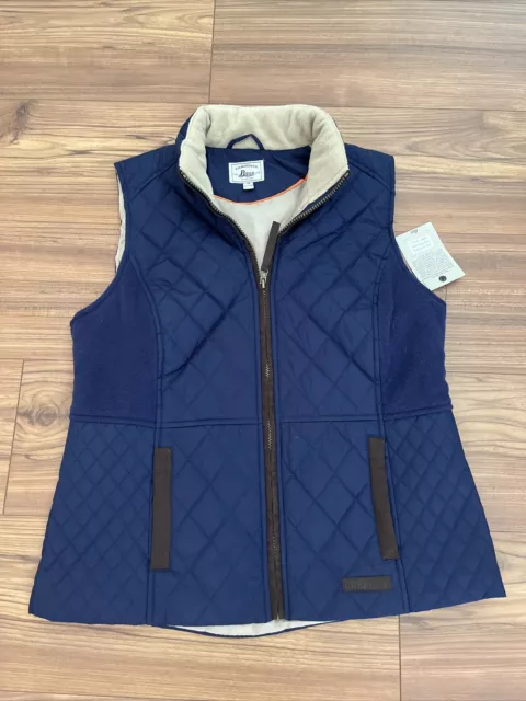 GH BASS & Co Lightweight Quilted Vest Womens M Medium Zip Blue and Tan New