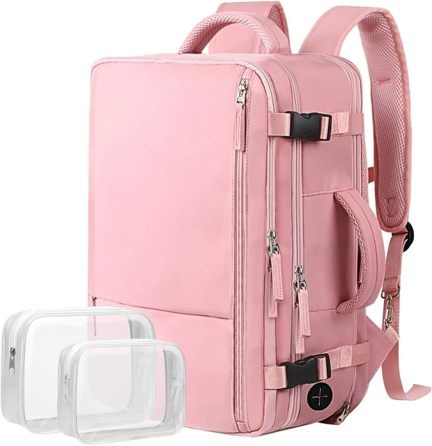Pink 40L Travel Casual Bag Backpack Fits 17" Laptop, Flight-Approved for Women