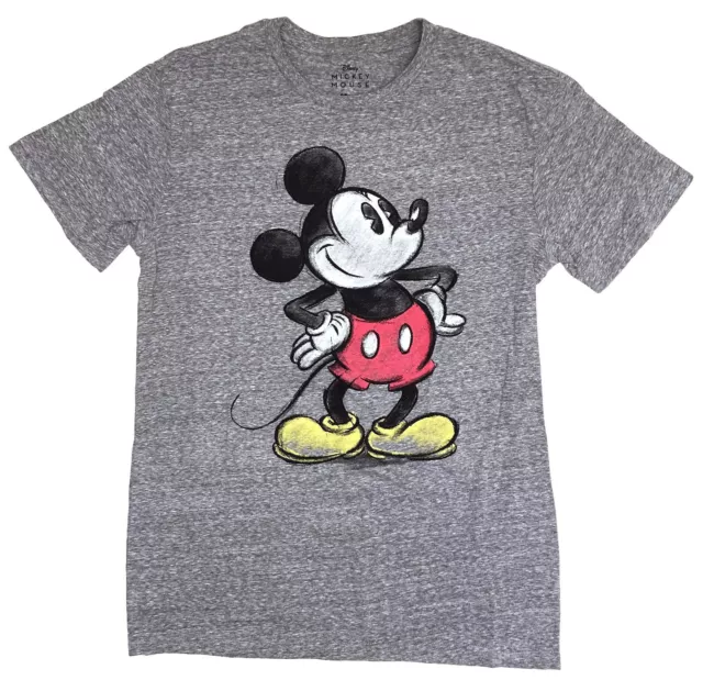 DISNEY MICKEY MOUSE Classic Distressed Men's Charcoal Snow Heather T ...