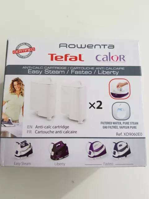 Rowenta Tefal 2 Cartouches anticalcaire Ref: XD9060E0 pour le nettoyage de l'eau