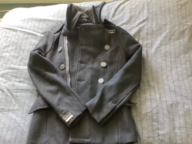 SUPERDRY JERMYN STREET Trench Coat Mens S Black Wool BlackLabel Hardy Worn 150 30.00 PicClick UK