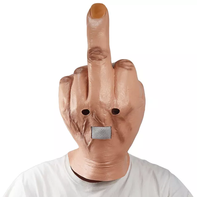 Funny Bizarre Despise Middle Finger Full Head Latex Mask Halloween Costume Props