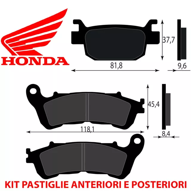 Kit Pastiglie Freno Anteriori E Posteriori Honda Sh 300 I (Nf02) 2007 2014