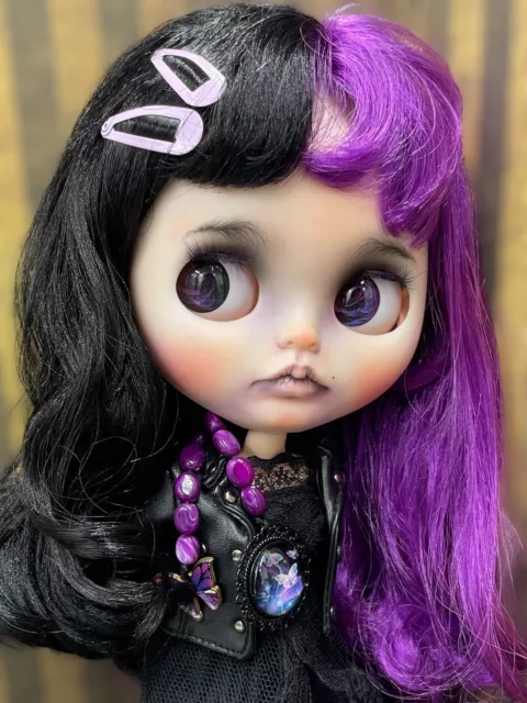 OOAK Custom Artist Blythe Doll Purple and Black Hair By Yana