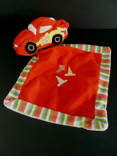 96. Doudou Peluche Disney Car's Voiture Mouchoir Rouge Noir Jaune Blanc 95 - Be