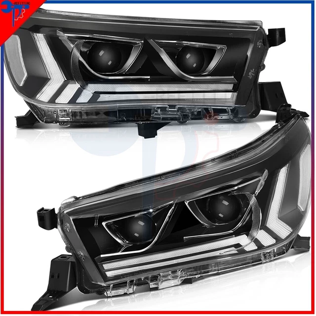 Front LED Headlights Assembly w/ Reflective Bowl Lamps For Toyota Hilux 2015-20