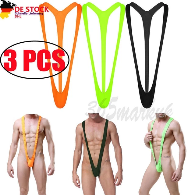3ER SET BORAT Mankini Badeanzug C-String Tanga Badehose Bikini für