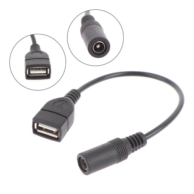 5,5 x 2,1 mm DC weiblich zu USB AF DC Männlicher Stromanschlusskabel für Lapt-DB