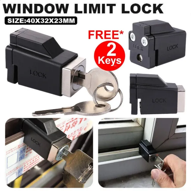 Aluminum Alloy Child Safety Sliding Window Door Lock Restrictor Lock with 2 Keys
