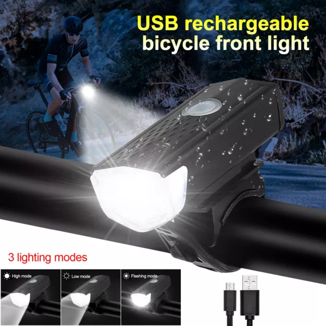 Bicycle Headlight Bike Head Light Front Light Cycling USB Rechargeable LED light