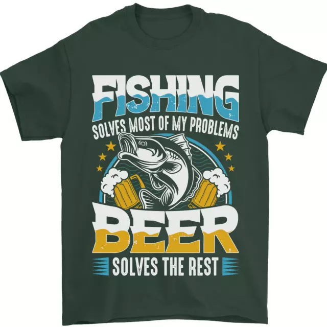 T-shirt da uomo Fishing & Beer Funny Fisherman Alcohol 100% cotone 2