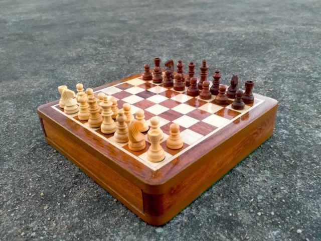 Juego de ajedrez de madera hecho a mano cajón indio de 7""x7"" pulgadas, regalos de Navidad
