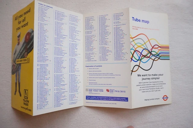 JUNE 2000 LONDON Underground Pocket Map Tube Map Yellow Pages Ad Marrow ...