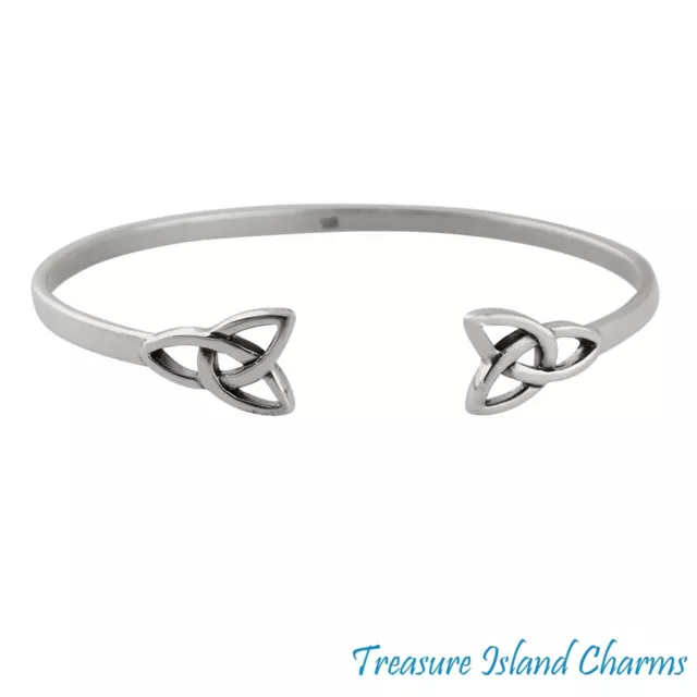 Celtic Trinity Triquetra Endless Knot 925 Solid Sterling Silver Cuff Bracelet