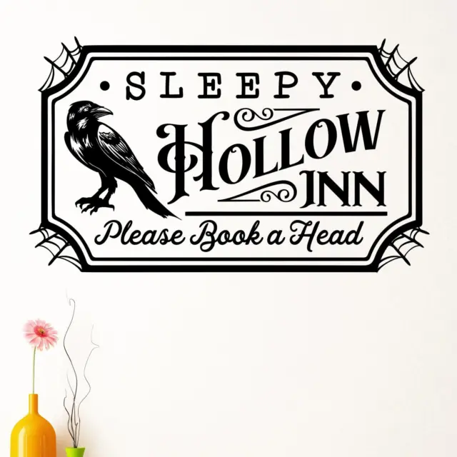 Sleepy Hollow Inn Please Book A Head Wall Sticker Decal  Halloween Home Décor