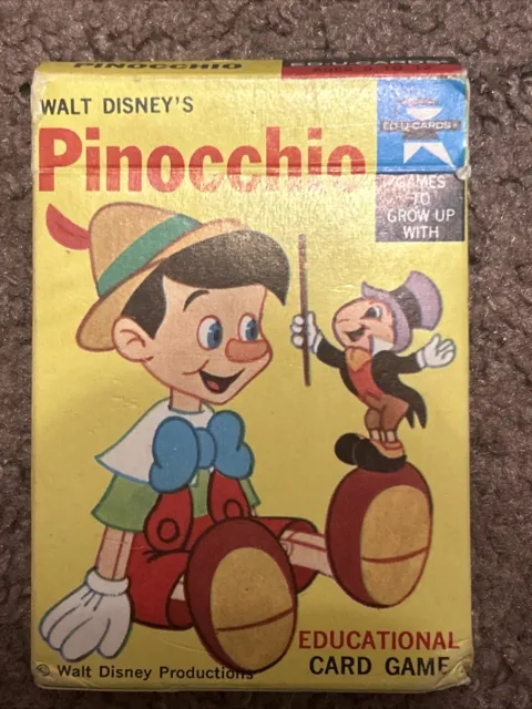 Walt Disney's Pinocchio Vintage Edu-Cards Educational Playing Card Game 1968