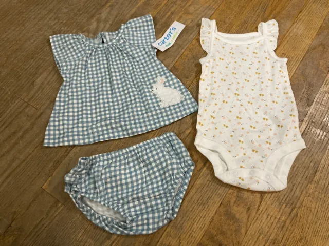 Carter’s Baby Girl 3-Piece Bunny Set Size 0-3 months NWT
