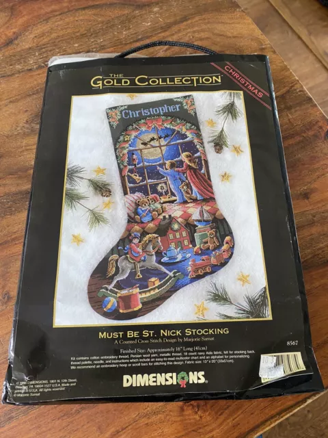 Dimensions Gold Collection Cross Stitch Set Must Be St Nicks Stocking New