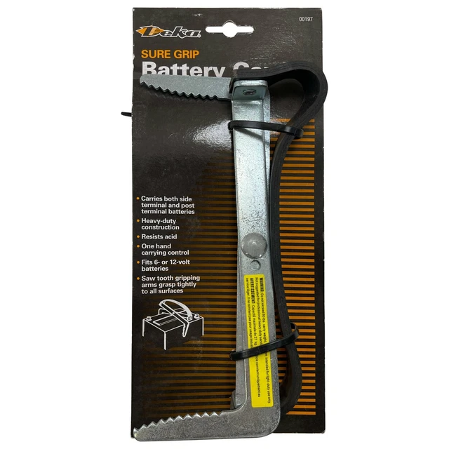 Deka 00197 Sure Grip Heavy Duty Shop Battery Carrier for 6 or 12 Volt Side & Top