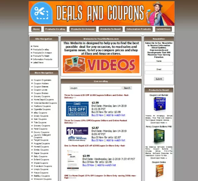 COUPONS Website For Sale. Work at Home Business Opportunity! FREE Domain Name.