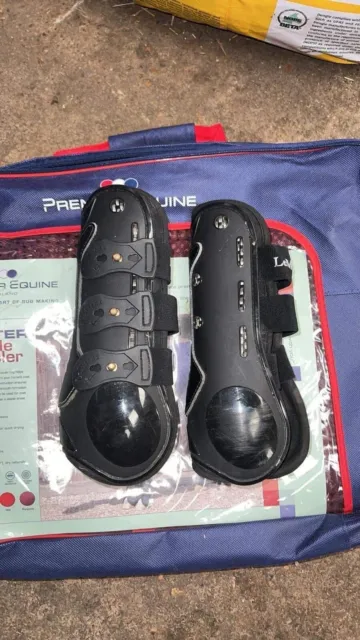 Lemieux worn once pro sport black tendon boots, full size