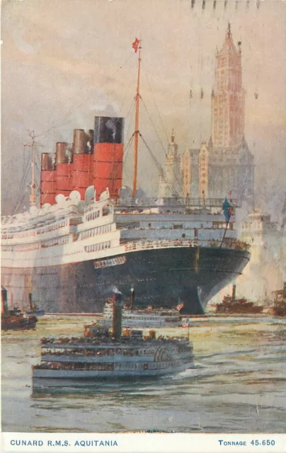 Postcard 1926 New York Steamship Cunard RMS Aquitania TP24-1352