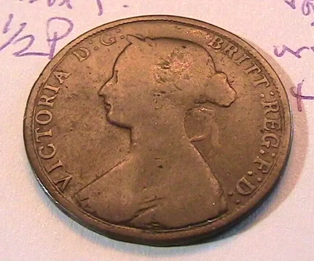 1862 Great Britain Half Penny VG+ Nice Original Victoria 1/2 P British UK Coin