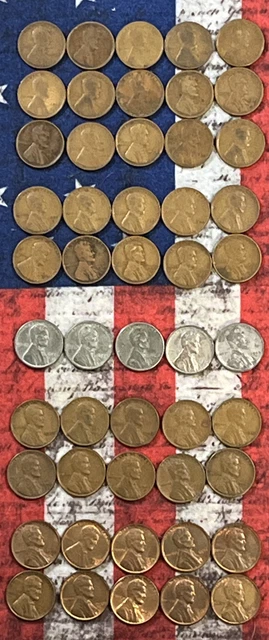 1909-1958 Mix Roll Nice Beginner Lincoln Wheat Cents Pennies Old Collection 004