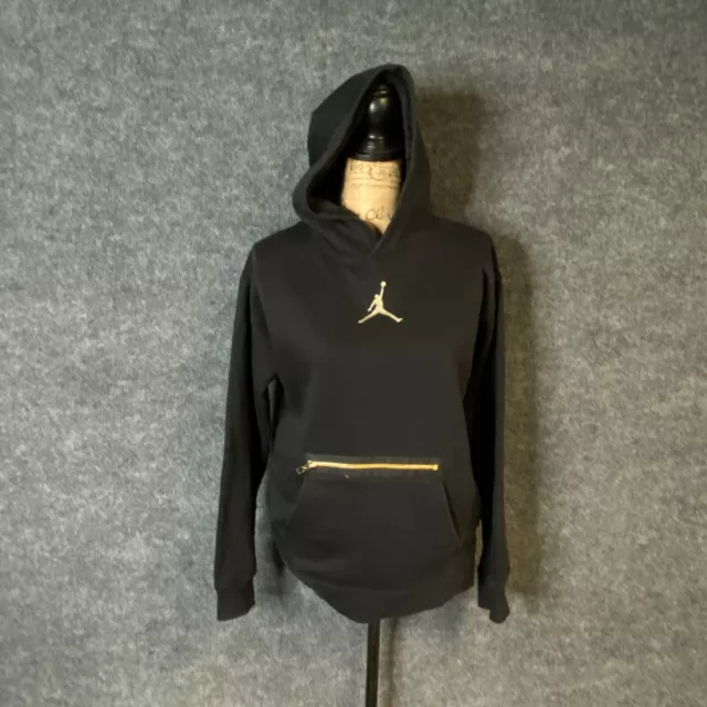 JORDAN AIR GIRL'S Long Sleeve Black Sherpa Lined Hooded Sweatshirt XL ...