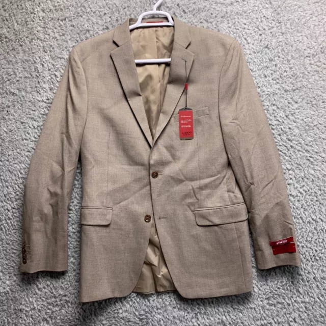 Alfani Mens Suit Jacket 40 Long Slim Fit Traveler Light Brown 2 Button Blazer