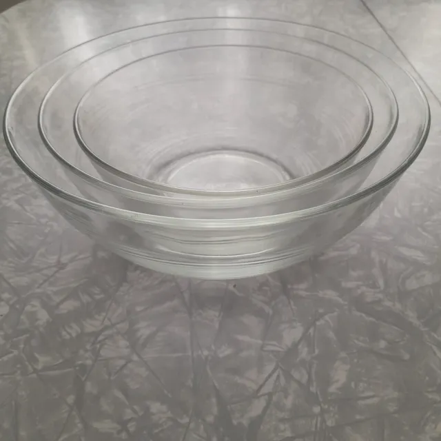 Duralex Clear Glass Nesting Bowls Made in France, Set of 3