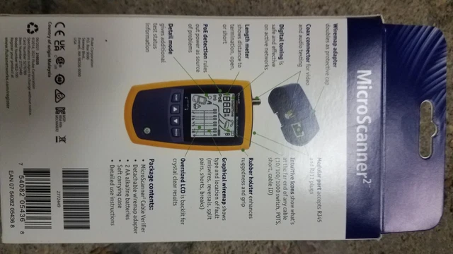 FLUKE NETWORKS MICROSCANNER2 Cable Verifier - RJ11 & RJ45 $634.39 ...