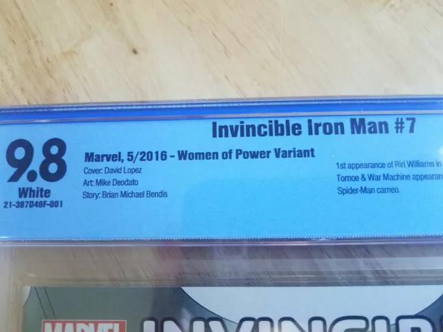 Invincible Iron Man #7 Women of Power Variant CBCS 9.8 1st Riri Williams 3