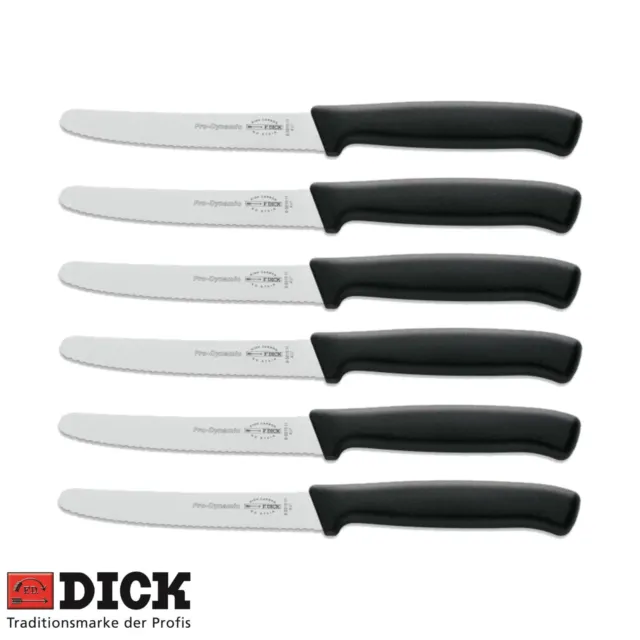 6 Stk. F. DICK Frühstücksmesser Messer Tomatenmesser Brötchenmesser schwarz