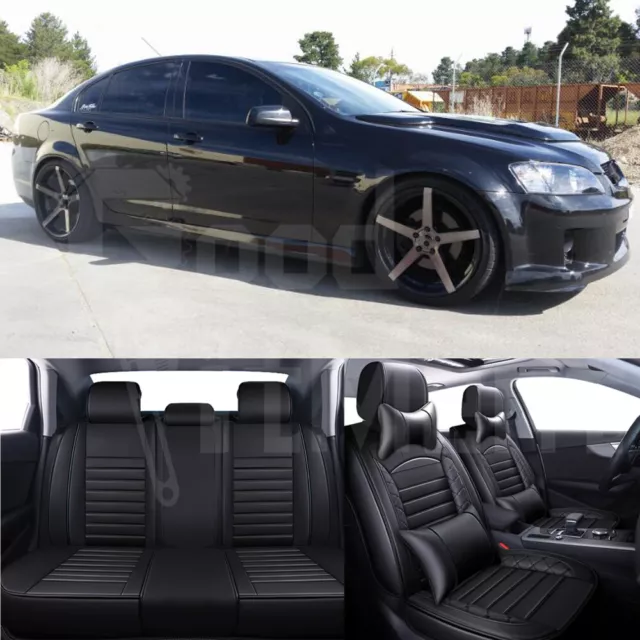 For Holden VE VF Commodore Full Set Front Rear Car Seat Covers PU Leather Black