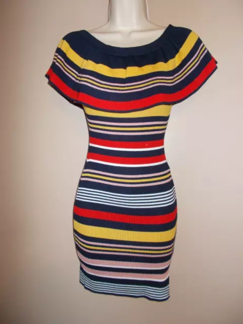 Almost Famous Juniors Size S Striped Sweater Dress Big Collar