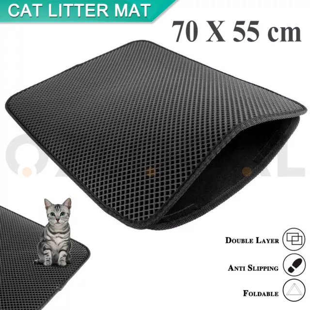 Double-Layer Cat Litter Mat Waterproof Trapper Foldable Pad Pet Rug Home Urine