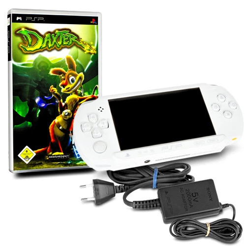 Sony Psp E1004 Console en Blanc/Blanc #50A + Original Câble Du Chargeur + Jeu
