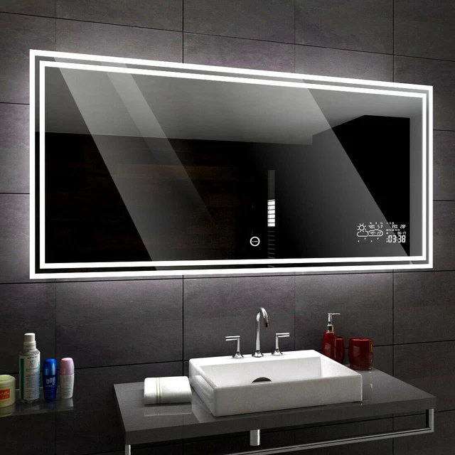 WIEDEN Lumineux LED Bain Miroir De La Salle mural | Interrupteur Accessoires