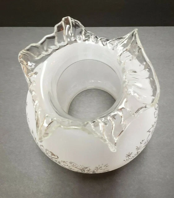 4" Straight Fitter Etched Filigree Gas Table Lamp Shade With Crimp Top New 148JB 4