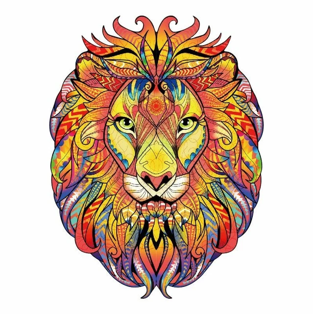 Wooden Lion Shapes Puzzles For Adults Children Educational Toys Games Craft Gift
