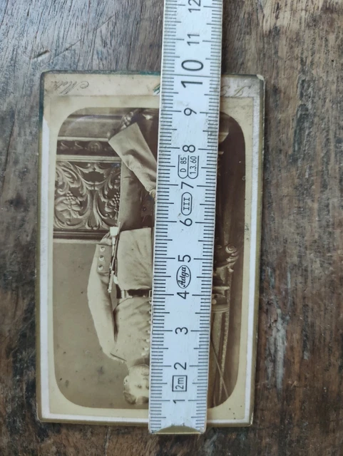 antik Foto CdV Karte Offizier Uniform mit Bajonett um 1880 Atelier Marold Metz 2