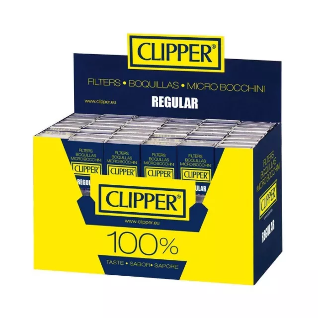 Boquillas filtros Regular mini Clipper caja completa para cigarrillos de 8mms.